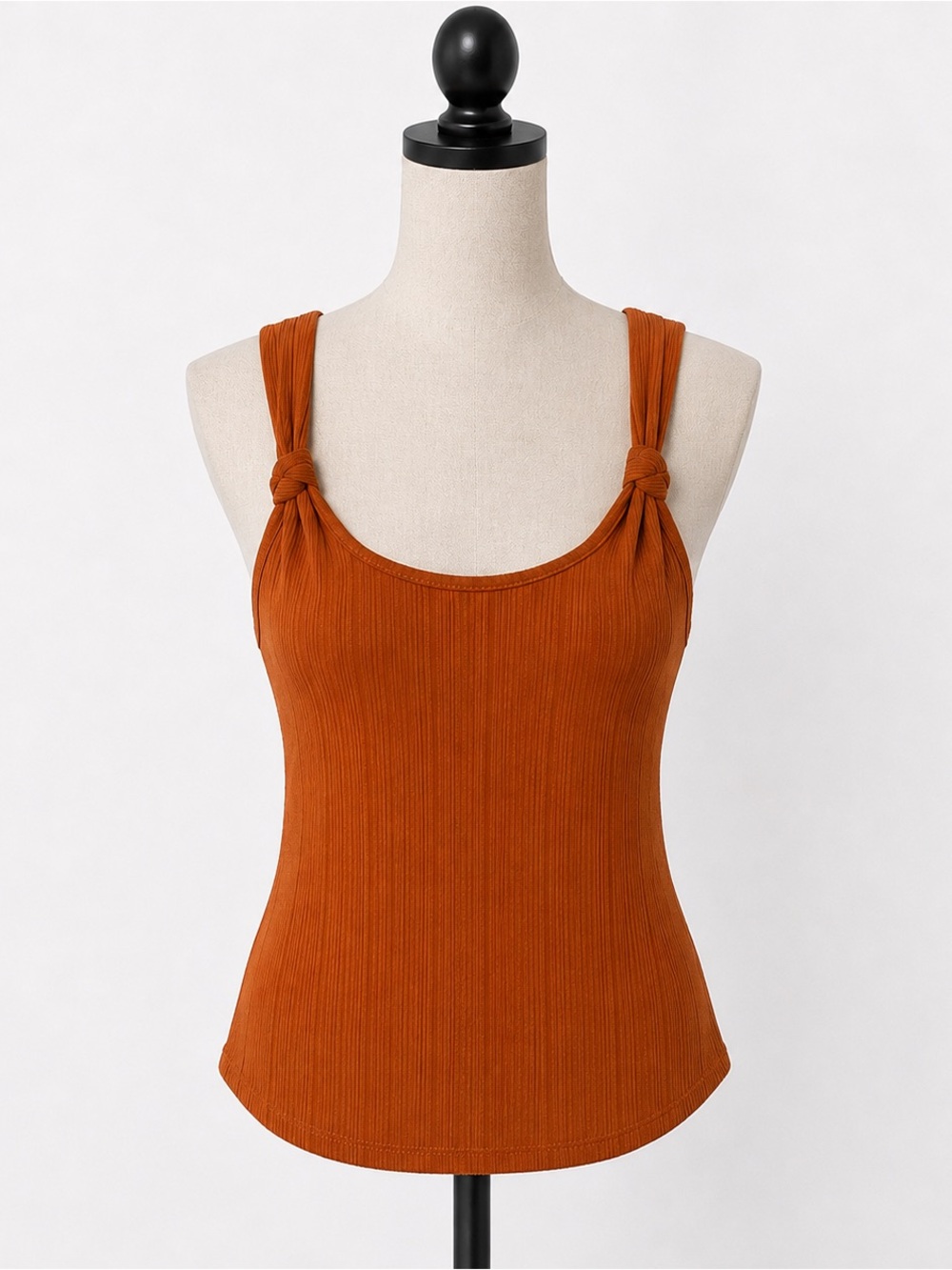 H&M Rust Orange Ribbed Tank Top – Size Large